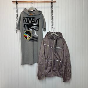 Buzzaldrina NASA Girls Short Sleeve Sweatdress & Rain Hoodie SET Of 2 SZ 12 YO